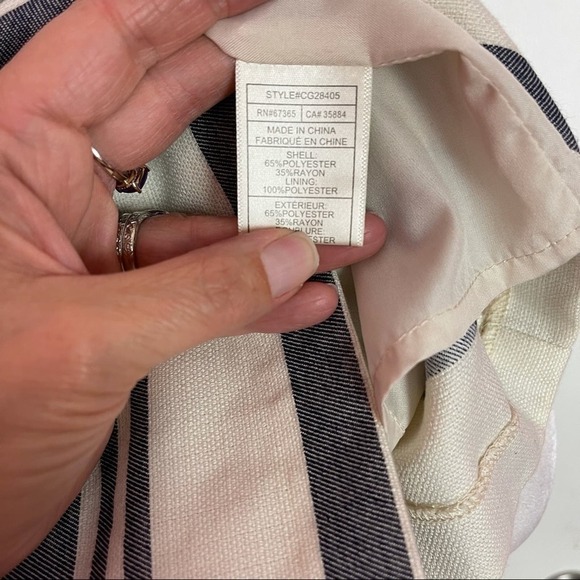 Cupcakes and Cashmere Sheath Dress 10 Ivory Navy Striped Sleeveless Back Cut Out - Picture 11 of 14